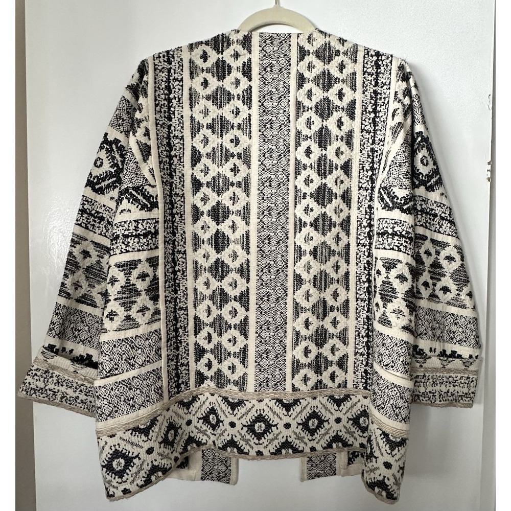 Masscob La Coruña Black & Cream Jacquard Weave Open Front Jacket Size 36 / US S - Picture 2 of 16